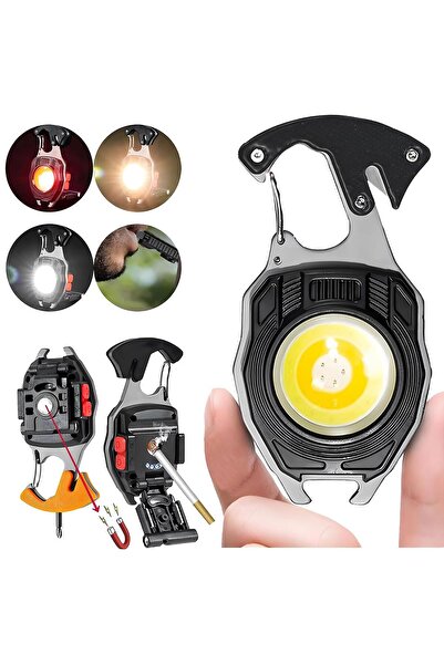 REVOPRO Çok Fonksiyonlu Mini Led Lamba Anahtarlık ve Çakmak USB Şarjlı Kamp İ...