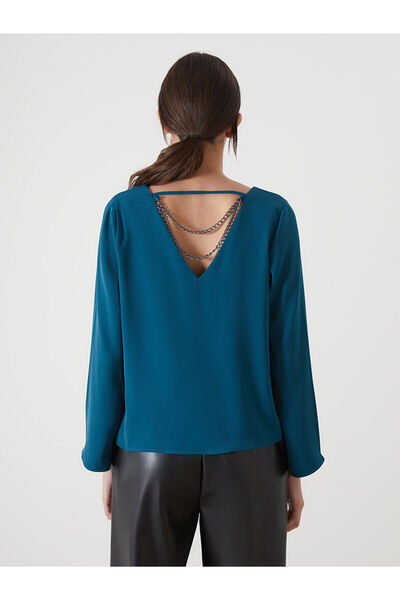 LC Waikiki Green V-Neck Women's Blouse