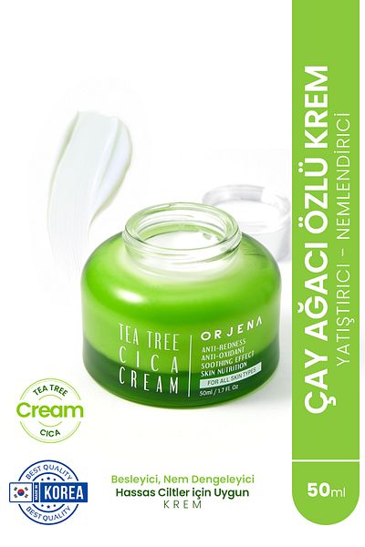 Orjena Tea Tree Cica Cream - Tea Tree Soothing and Moisturizing Cream - 50ml