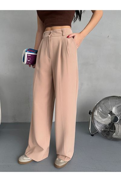 alanora Women's Loose Wide Leg Palazzo Fabric Trousers