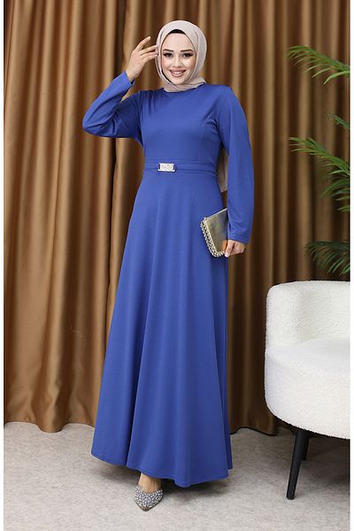 sefamerve 7123-04 Kleid mit Indigo-Schnalle