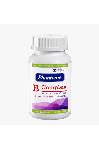 Phantome Vitamin B Complex 120 Tb - B1 B2 B3 B5 B6 B12 Biotin Folic Acid Vitamin C