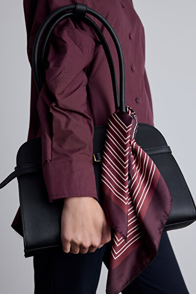 Manuka DESENLİ SATEN BOYUN FULARI CLASSIC- BORDO