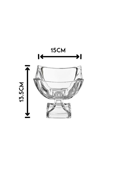 Dania Square glass dessert and nut serving plate with base 15*13.5 cm