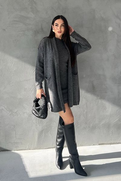 Seda Yalçın Atelier Gray Knitwear Cardigan and Dress Set