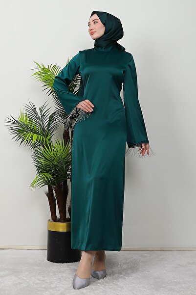 GİZ AGİYİM Emerald Colored Sleeve Chain Dress