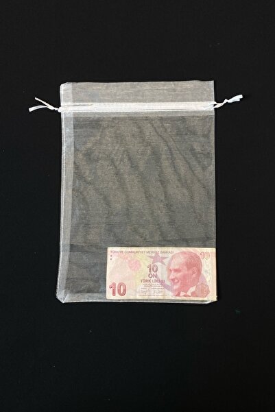 ZEYMERADE Organze Şeffaf Tül Kese, 10 Adet Ölçü 20x30cm, Düğün Bohça Çeyiz Yazma Havlu Yasin Mevlüt Üzüm Torba