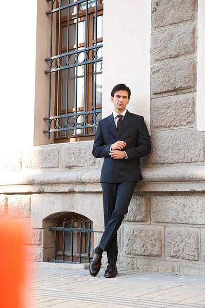 AEK FIORE Men's Navy Blue Double Breasted Suit