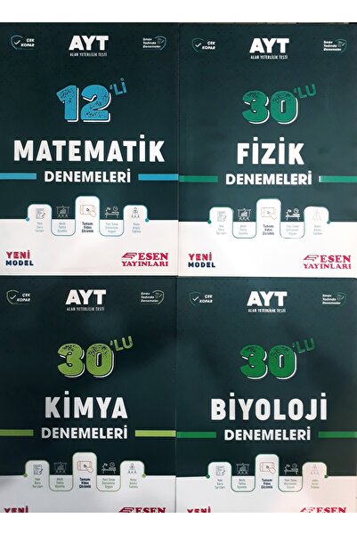Esen Yayınları Ayt Sayısal Bıranş Deneme Seti Matematik Fizik Kimya Biyoloji ...