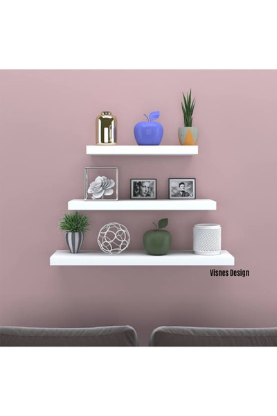 L8YZ Uçan Duvar Rafı 3lü Set 30 40 50cm Gizli Raf Yüzen Raf