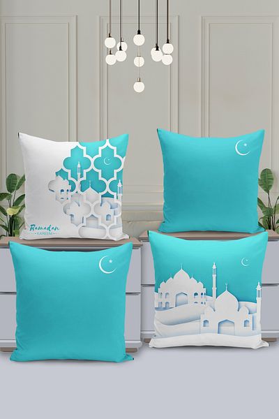 Filamente Set de huse de pernă cu model special Ramadan din 4 piese - imprimate digital pe două fețe