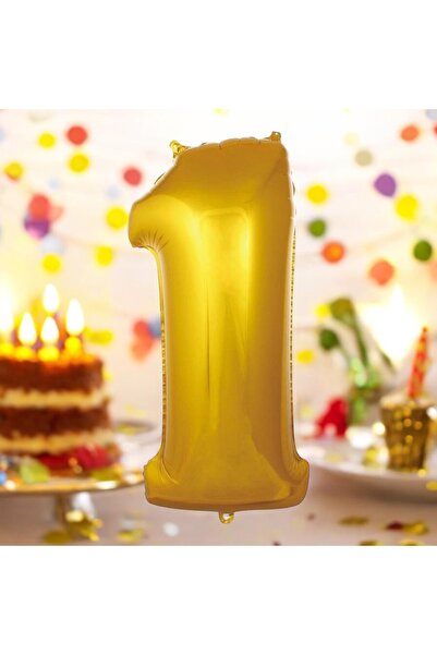 Behind party store بالون فويل رقم 1 سنة ذهبي اللون ذهبي اللون 34 بوصة 76 سم