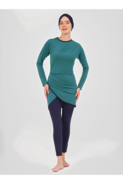 ALFASA Драпірована сукня з довгим плащем - Нафтова -