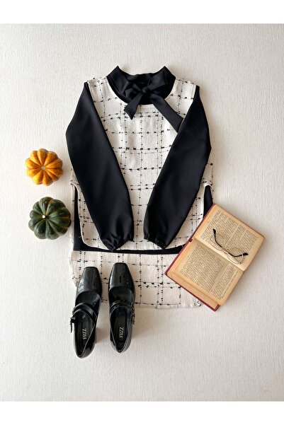 KÜÇÜĞÜM BUTİK White Tweed Vest with Side Slits