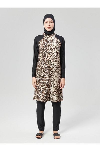 Ranuna Full Covered Hijab Swimsuit - Leopard Print - Ranuna