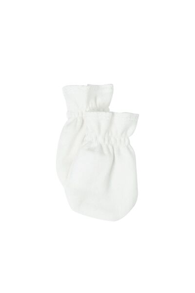 Little Gusto Gloves Newborn White Organic Cotton