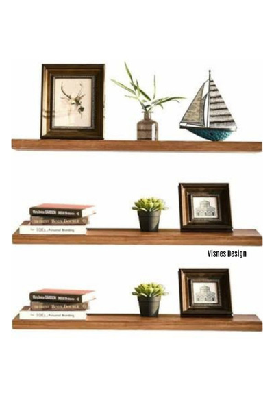 VISNES Uçan Duvar Rafı 3lü Set 50cm Gizli Raf Yüzen Raf