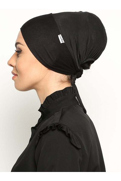 Ecardin Clima Fit Bonnet - Comfortable Black Hijab Turban, Breathable and Anti-Sweat Practical Shawl Bonnet