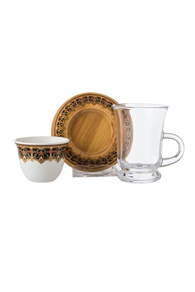 Dania مجموعة من 18 قطعة من أكواب الشاي والقهوة والصحون الخشبية