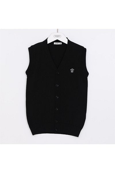 WANEX Boy's Black Vest - Buttoned, Model 13010