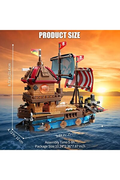 BUILDING BLOCK Işıklı Korsan Gemisi Yapı Blokları Seti 916 Parça 6 Yaş Karayip Korsanları Pırates Modeli Kit hediye