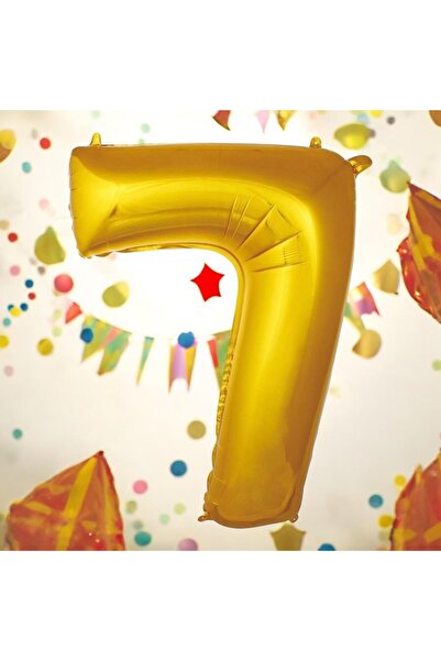 Behind party store بالون فويل أرقام ذهبي عمر 7 سنوات 34 بوصة 76 سم
