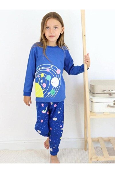 Zekids Pijamale pentru fete din bumbac cu imprimeu Planet