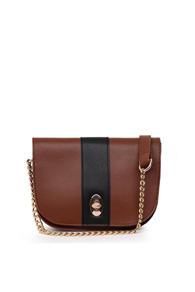 GOYET Tan and Black Striped Della Arm and Shoulder Bag