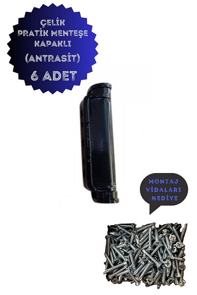 ÖZFIRAT PVC YAPI Pvc Pimapen Door Window Practical Steel Hinge 80mm Anthracite (6 Pcs) Screws Included
