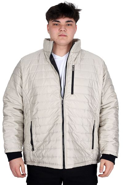ModeXL Ανδρικό Stand Collar Large Size Καπιτονέ παλτό - U24613 Μπεζ