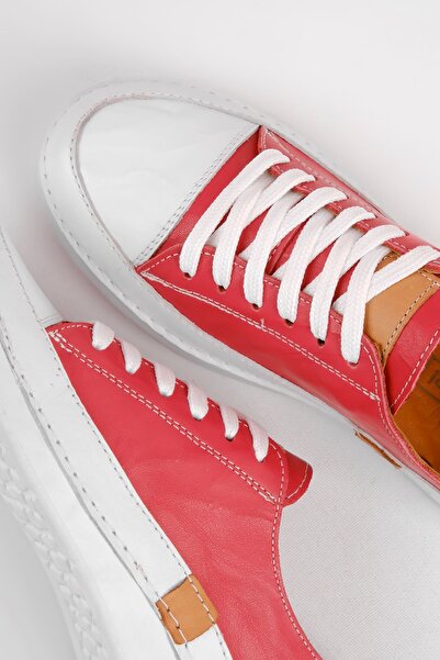 MY DERİ Genuine Leather Racy Women's Sneakers - Lace-Up Casual Shoes 3562