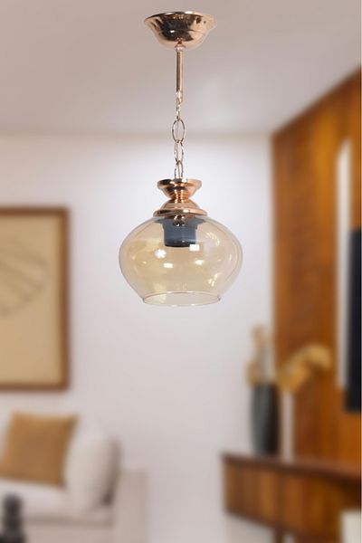Modavize Chain Modern Design Hall Kitchen Entrance Children's Room Gold - Gold Color Honey Glass Single Chandelier