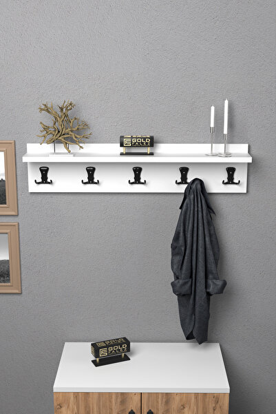 GOLDFALEZ Askılık Duvar Elbise Askılığı Portmanto 80 Cm Beyaz Düz