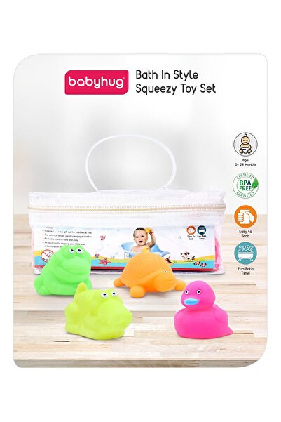 Babyhug Babyhug Aquatic Animal Bath Squeezy Toy Set, Non-Toxic Safe, Develops Motor Skills