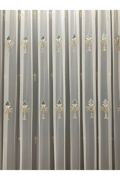 CASA NATURALE Embroidered Greek Tulle Curtain 8971-04-422