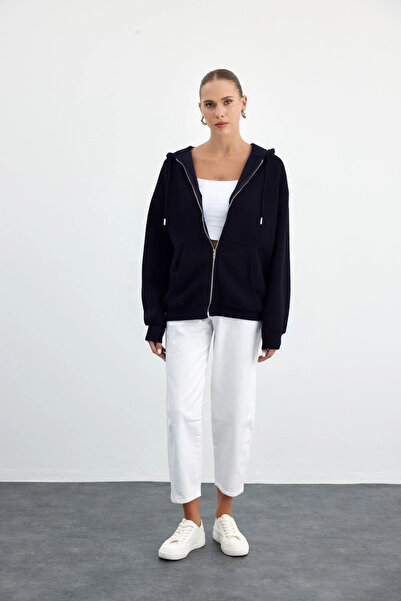 YAKAMEL Жіночий светр з капюшоном, на блискавці, з шардом, оверсайз