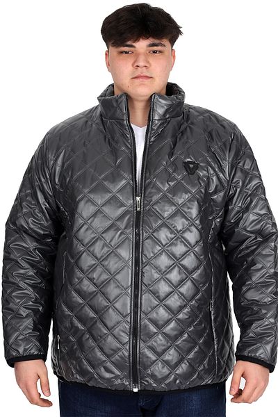 ModeXL Mode XL Ανδρικό καπιτονέ παλτό με γιακά μεγάλου μεγέθους U24615 Anthracite