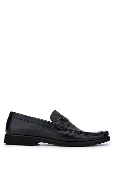 Tamer Tanca Men's Genuine Leather Black Leather Loafer Shoes