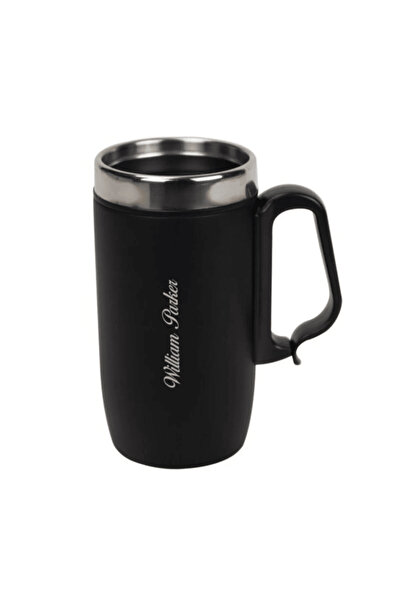 Halk Kitabevi Babalar Günü Hediyesi Isme Özel Lüx Çelik Termos Bardak Kulplu 280 ml - Siyah