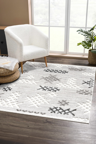 Halı Sepeti Enti Step 2205 Gri Hav Toz Vermez Yumuşak Dokulu Mutfak Koridor O...