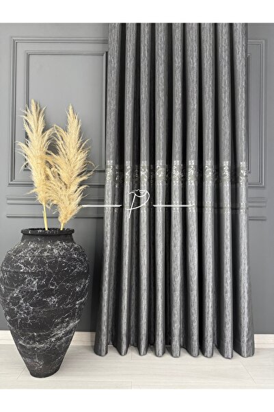 rendecioğlutekstil İzabel desen, Gri Gümüş Şerit, Premium Seri, 1 e 3 Sık Pile, Pano Fonluk