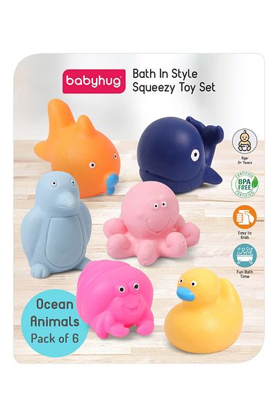 Babyhug Babyhug Bath Squeeze Toys Ocean Animals - Pack of 6