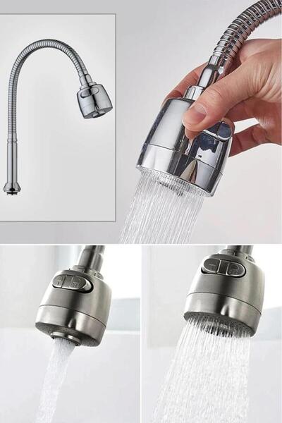 Irmak Spiralli Oynar Başlıklı Su Tasarruflu Tazyikli Krom Kubar Mutfak Musluk Lavabo Eviye Başlığı