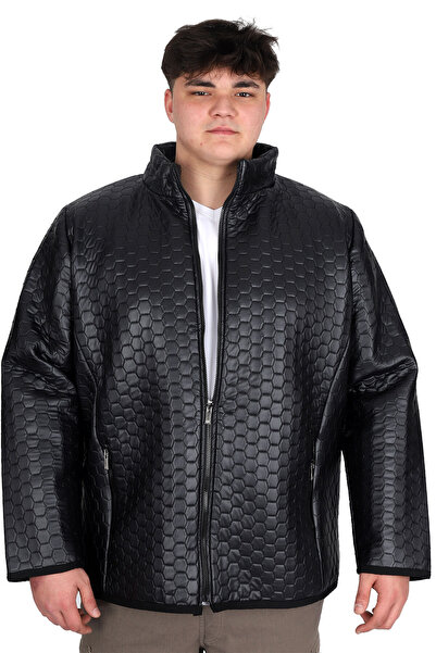 ModeXL Mode XL Великий розмір Чоловічий Прямий комір Капітоне Пальто U24614 Синій