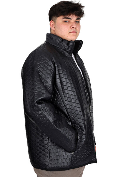 ModeXL Mode XL Великий розмір Чоловічий Прямий комір Капітоне Пальто U24614 Синій