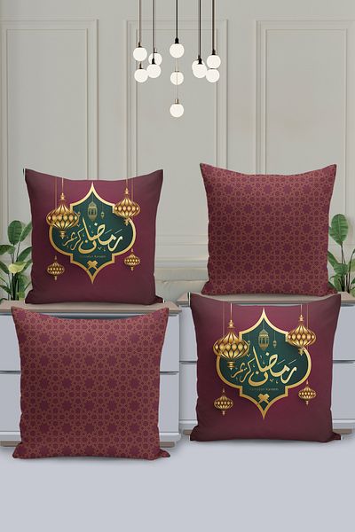 Filamente Set de huse de pernă cu model special Ramadan din 4 piese - imprimate digital pe două fețe