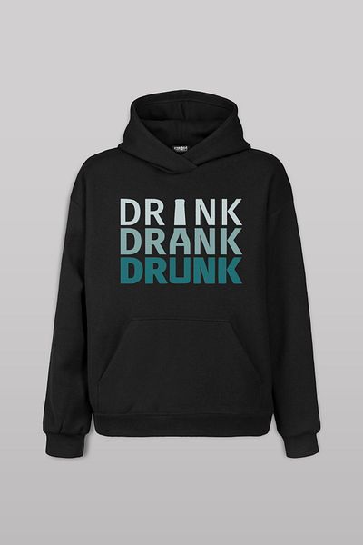 Kendim Seçtim Drink Drank Drunk Typography Front Printed Sweatshirt Unisex Hooded Hoodie