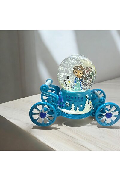 MERBA DESIGN MAVİ ARABALI PRENSES KAR KÜRESİ- FROZEN KAR KÜRESİ-SULU BÜYÜK BOY KAR KÜRESİ