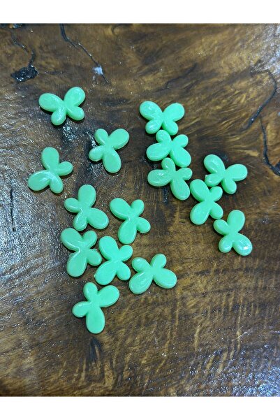 Gönülden Tasarım 15 bucăți fluture din plastic verde cu gaură - mărgele 1x1 cm