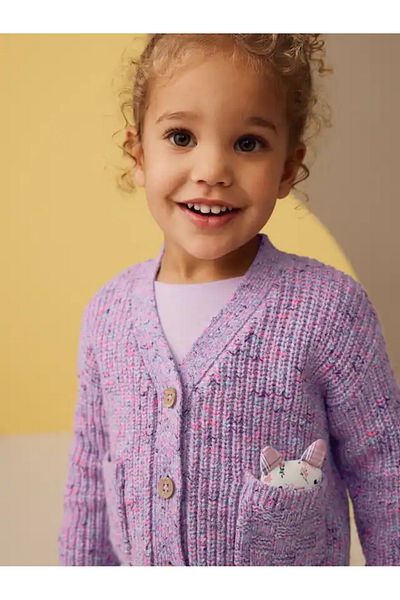 Next Baby Purple - Cute Cardigan with Cat Pockets